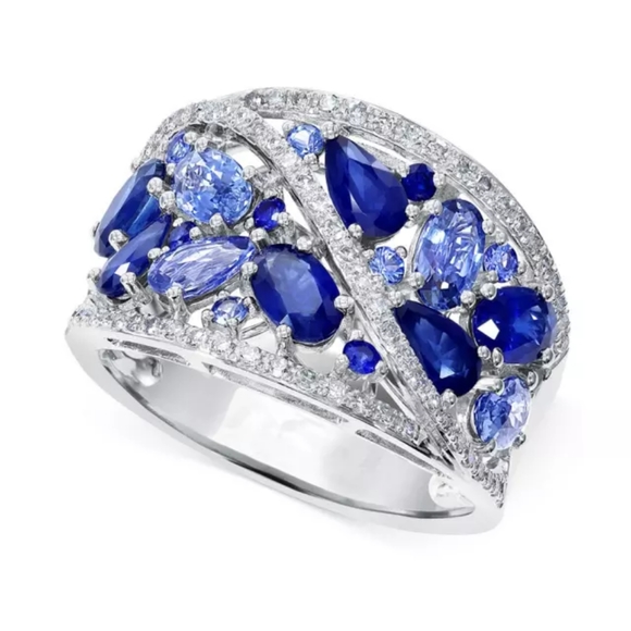 New 925 Silver Beautiful Royal Blue Sapphire Ring - Picture 4 of 5